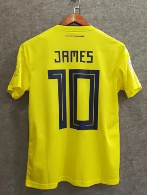 2018 Men Colombia Jersey Home #10 James Jersey World Cup Jersey Fans