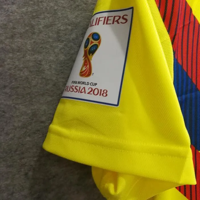 2018 Men Colombia Jersey Home #10 James Jersey World Cup Jersey Fans