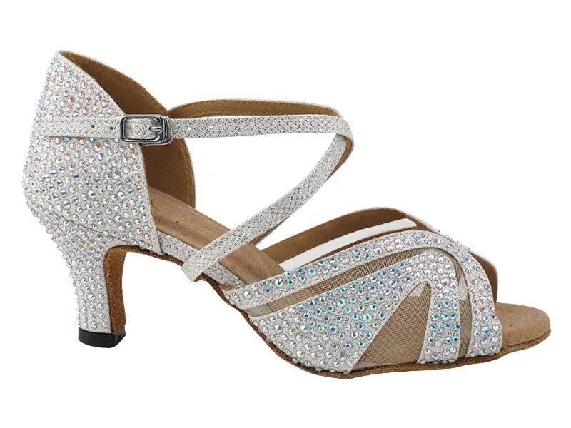 3036Bling White Glitter Satin & Mesh