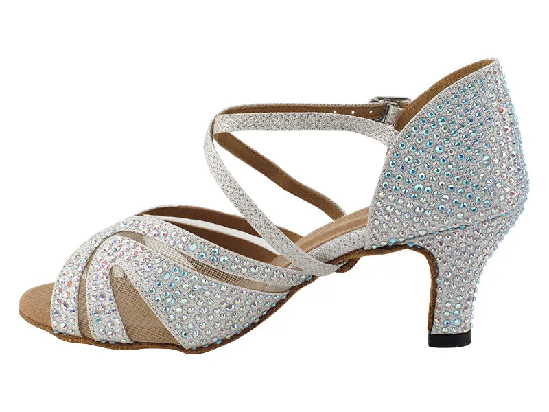 3036Bling White Glitter Satin & Mesh