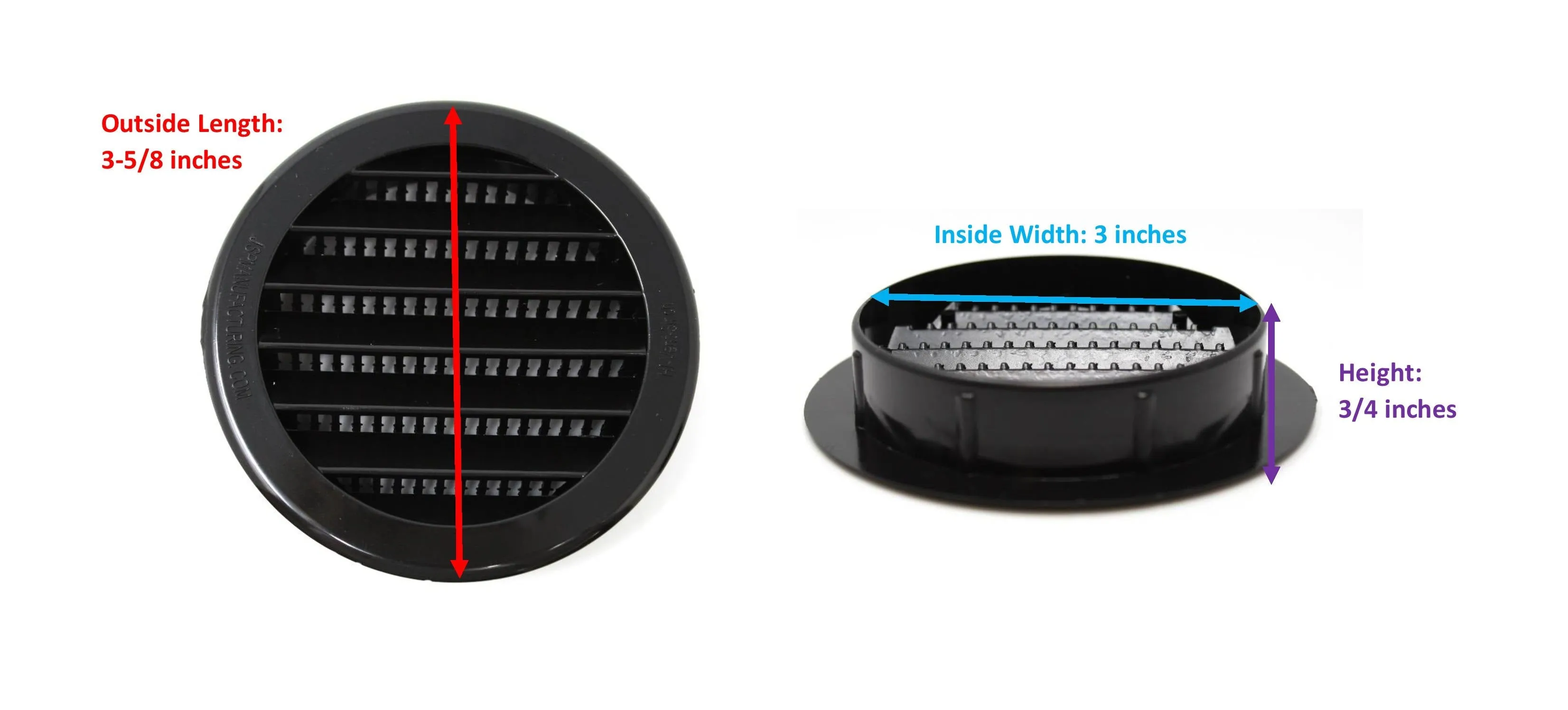 3" Round Plastic Louver Soffit Air Vent Reptile Screen Grille Cover