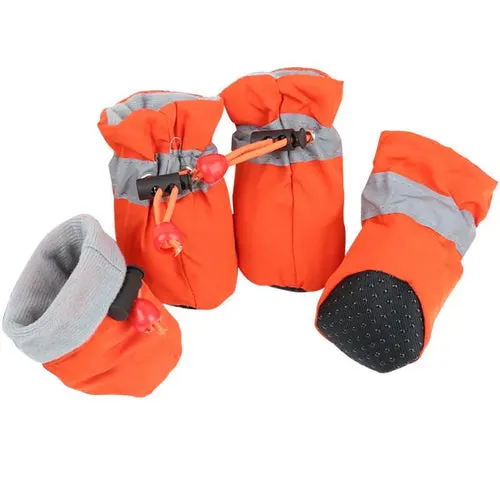 4pcs/set Waterproof Pet Dog Shoes Anti-slip Rain Snow Boot Footwear