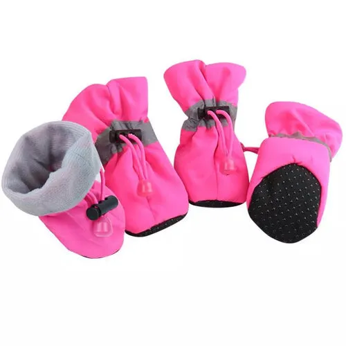 4pcs/set Waterproof Pet Dog Shoes Anti-slip Rain Snow Boot Footwear