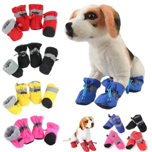 4pcs/set Waterproof Pet Dog Shoes Anti-slip Rain Snow Boot Footwear