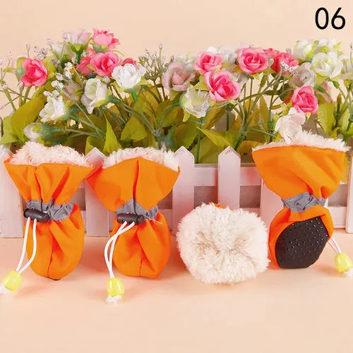 4pcs/set Waterproof Pet Dog Shoes Anti-slip Rain Snow Boot Footwear