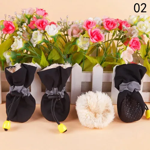 4pcs/set Waterproof Pet Dog Shoes Anti-slip Rain Snow Boot Footwear