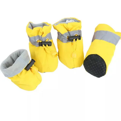 4pcs/set Waterproof Pet Dog Shoes Anti-slip Rain Snow Boot Footwear