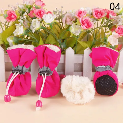 4pcs/set Waterproof Pet Dog Shoes Anti-slip Rain Snow Boot Footwear