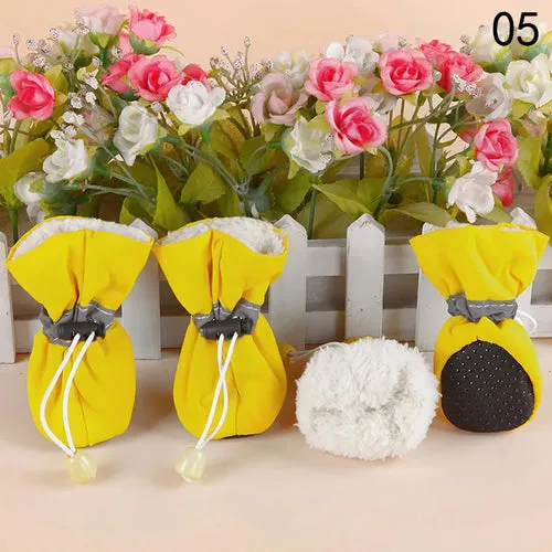 4pcs/set Waterproof Pet Dog Shoes Anti-slip Rain Snow Boot Footwear