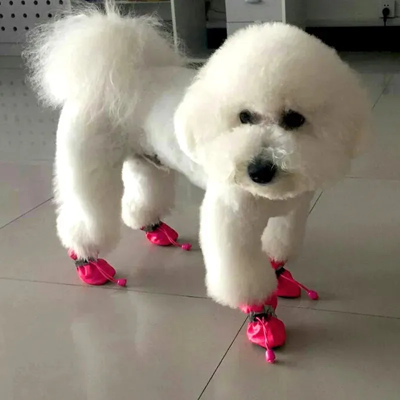 4pcs/set Waterproof Pet Dog Shoes Anti-slip Rain Snow Boot Footwear
