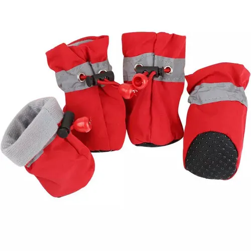 4pcs/set Waterproof Pet Dog Shoes Anti-slip Rain Snow Boot Footwear