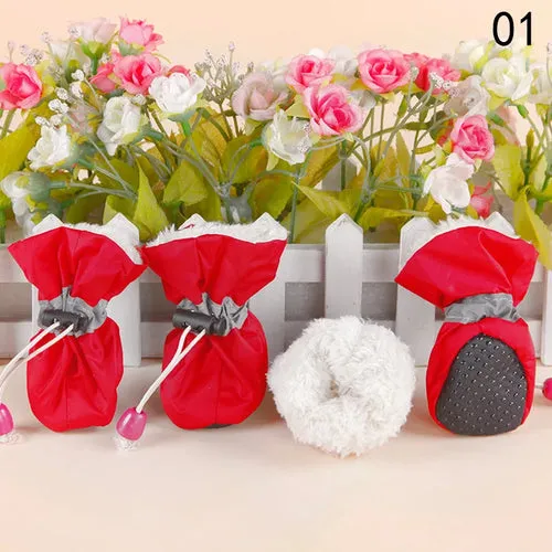 4pcs/set Waterproof Pet Dog Shoes Anti-slip Rain Snow Boot Footwear