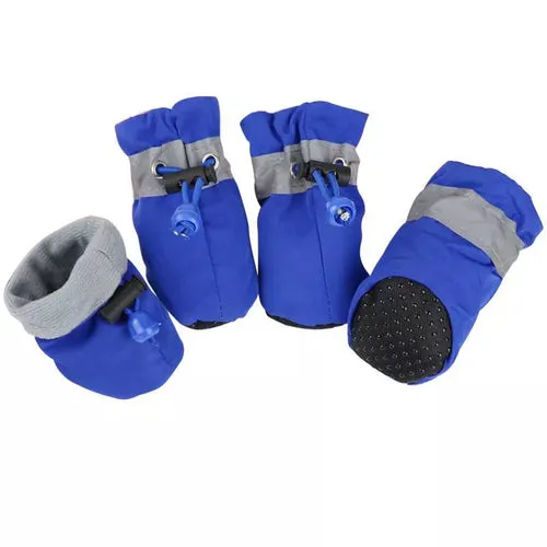 4pcs/set Waterproof Pet Dog Shoes Anti-slip Rain Snow Boot Footwear