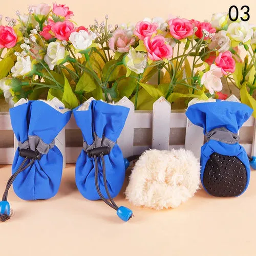 4pcs/set Waterproof Pet Dog Shoes Anti-slip Rain Snow Boot Footwear