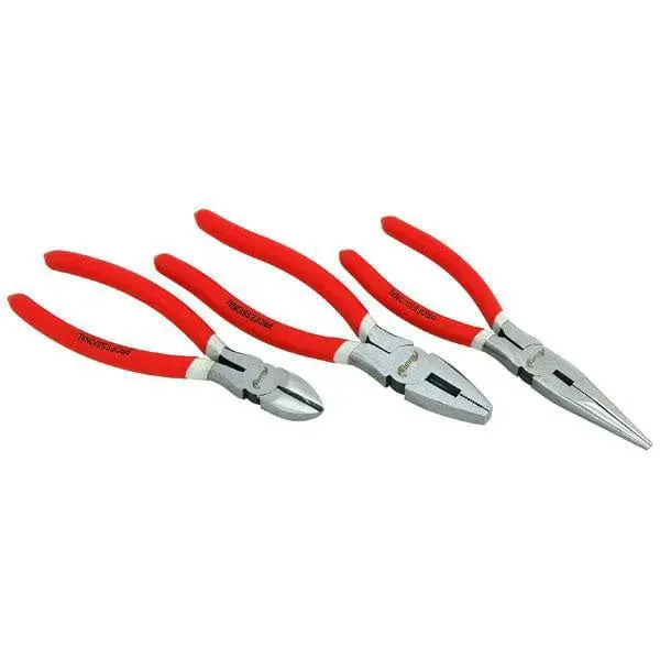 8" Pliers Set 200mm Non-slip Combination Long Nose Side Cutters & Tool Roll - 3PC