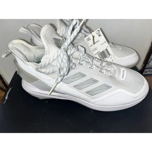 adidas Icon 7 BOOST Baseball Metal Cleats White Silver S23847 Men's Size 7