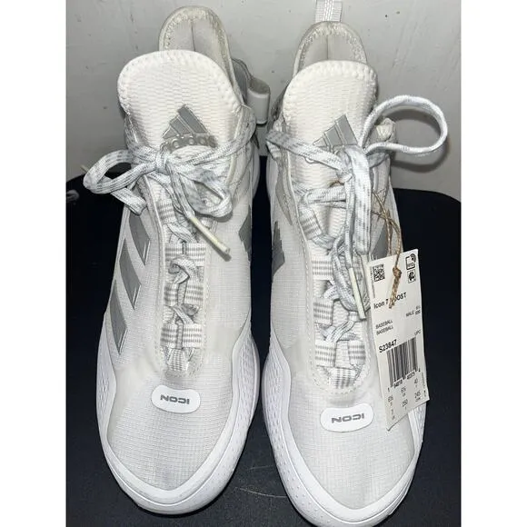 adidas Icon 7 BOOST Baseball Metal Cleats White Silver S23847 Men's Size 7