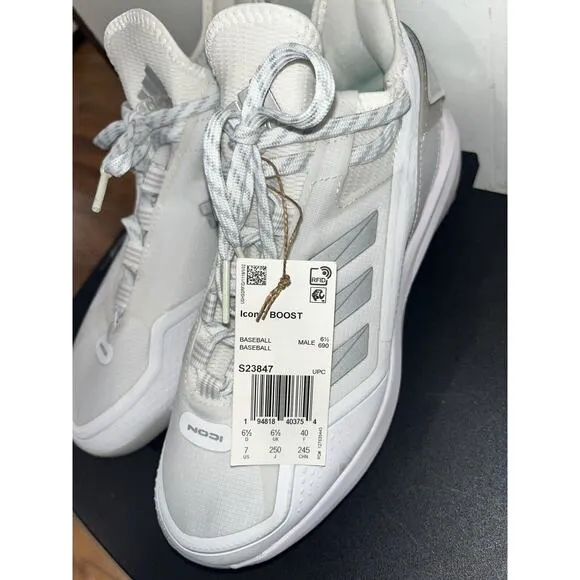 adidas Icon 7 BOOST Baseball Metal Cleats White Silver S23847 Men's Size 7