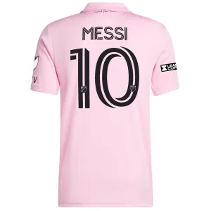 adidas Inter Miami Lionel Messi Home Jersey 23/24 w/ MLS   Leagues Cup Patch   Match Details (True Pink/Black)