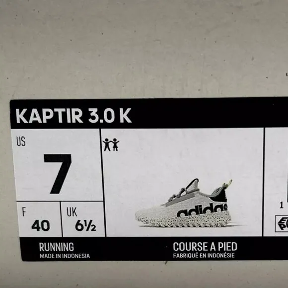 Adidas Kaptir Youth Boy's/Girl's Knit Sneakers Size 7 Gray/Black/Green Lace up
