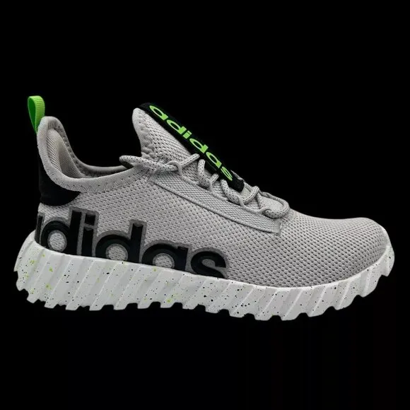 Adidas Kaptir Youth Boy's/Girl's Knit Sneakers Size 7 Gray/Black/Green Lace up