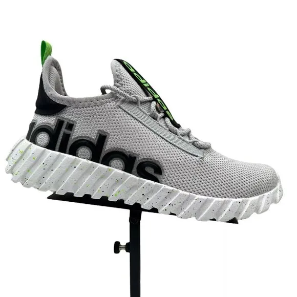Adidas Kaptir Youth Boy's/Girl's Knit Sneakers Size 7 Gray/Black/Green Lace up