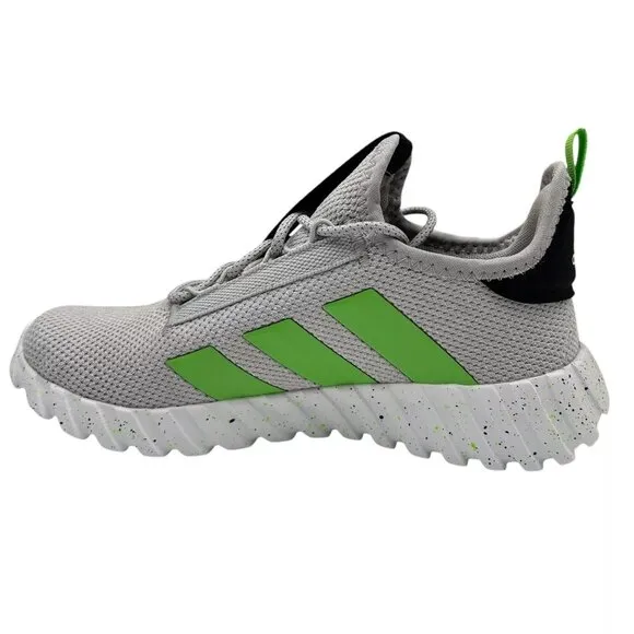 Adidas Kaptir Youth Boy's/Girl's Knit Sneakers Size 7 Gray/Black/Green Lace up