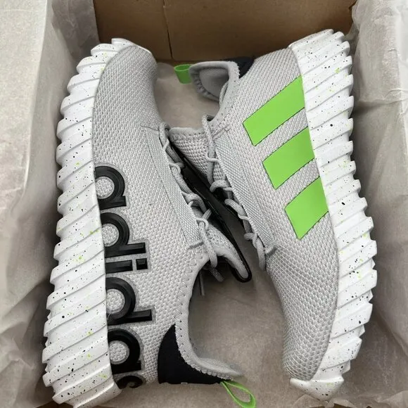 Adidas Kaptir Youth Boy's/Girl's Knit Sneakers Size 7 Gray/Black/Green Lace up