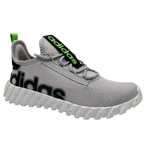 Adidas Kaptir Youth Boy's/Girl's Knit Sneakers Size 7 Gray/Black/Green Lace up