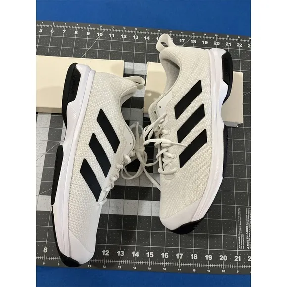 Adidas Mens Game Spec Tennis Shoes Size 11 White / Black Stripe Athletic - New