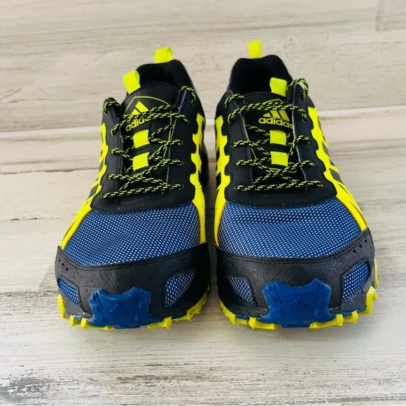 adidas Men’s Size 11 Trail Running Shoes Lace Up Closure In Blue/Black/Neon