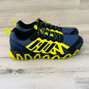 adidas Men’s Size 11 Trail Running Shoes Lace Up Closure In Blue/Black/Neon