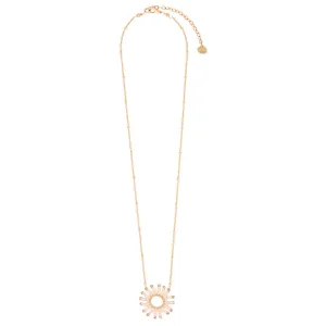Adjustable gold plated necklace/beaded fringe sun -small