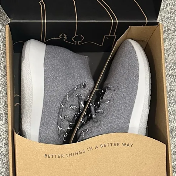 Allbirds merino wool high top sneakers, water repellent, size 10 NIB Grey womens