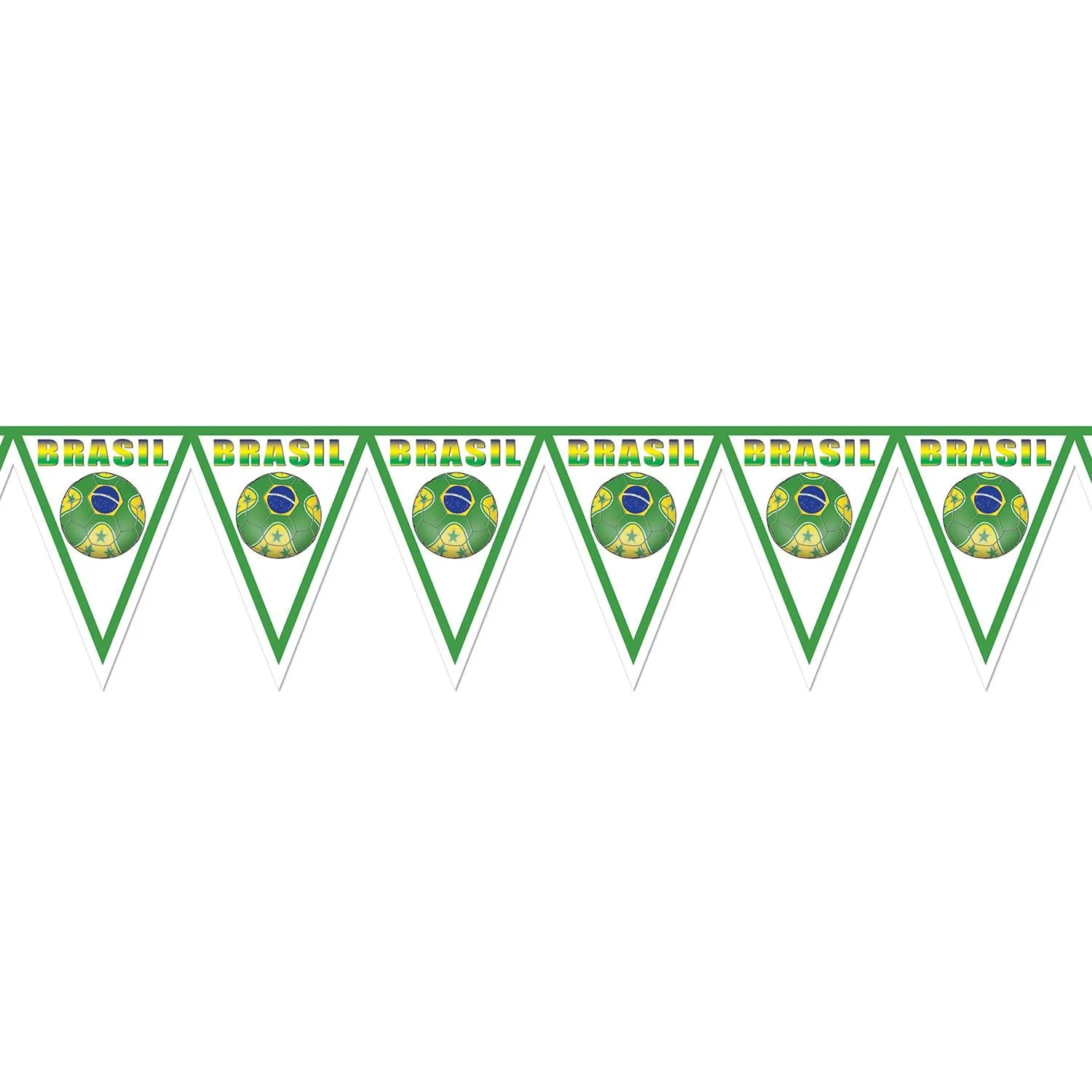 Beistle Brasil Soccer Pennant Banner 11 in  x 7' 4 in  (1/Pkg) Party Supply Decoration : Soccer