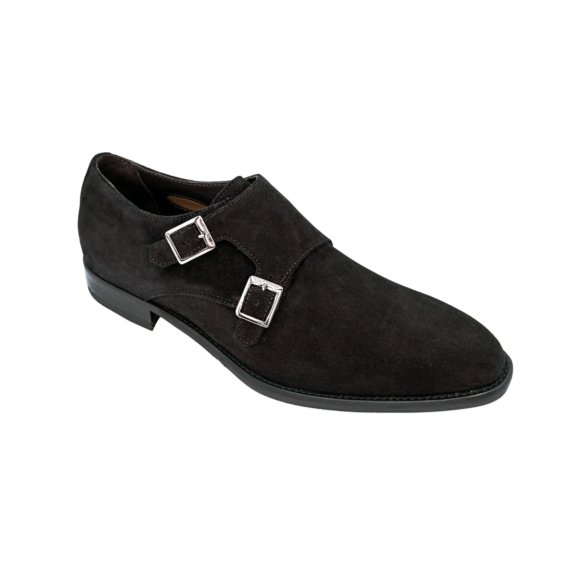 Belvedere Francesco in Black Suede Double Monk Strap Shoes