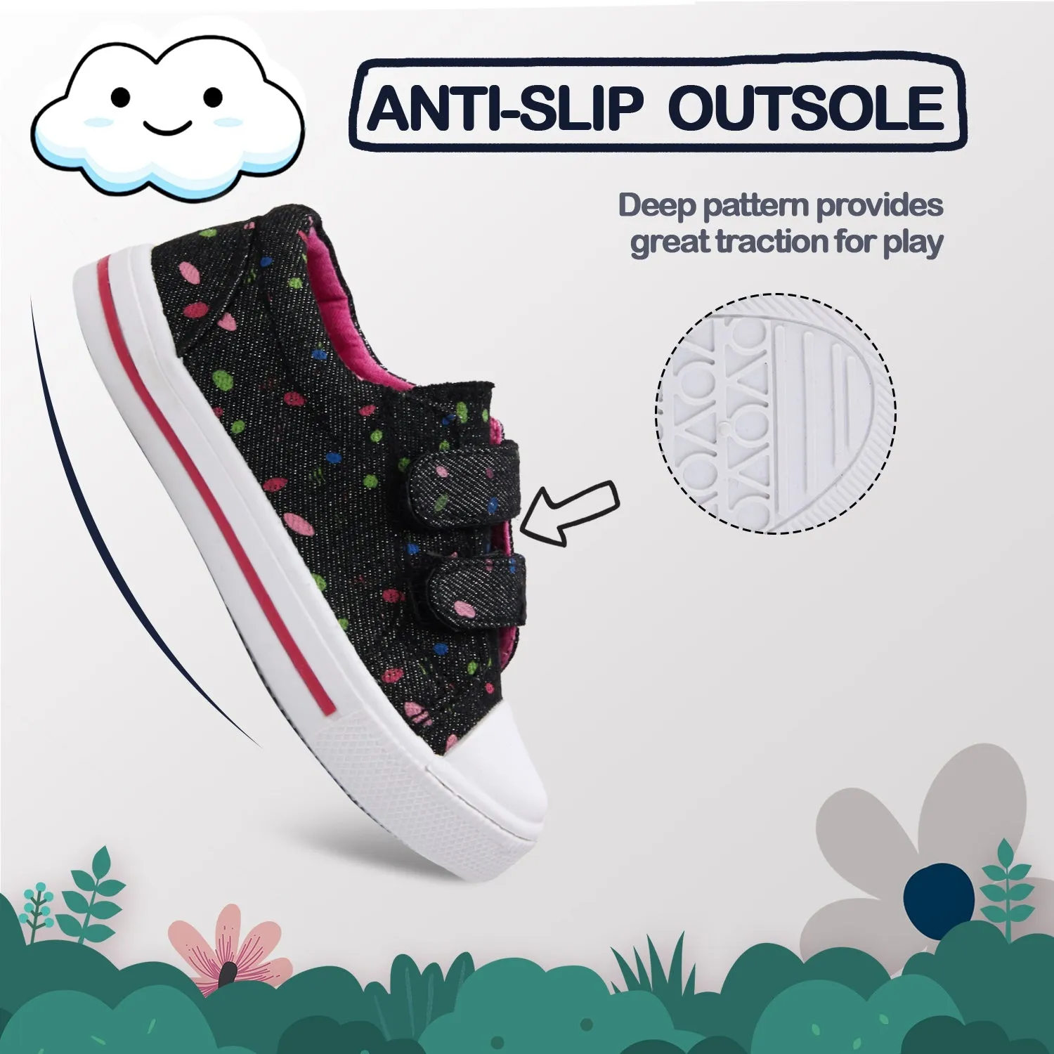 Black Double Velcro Soft Walking Shoes