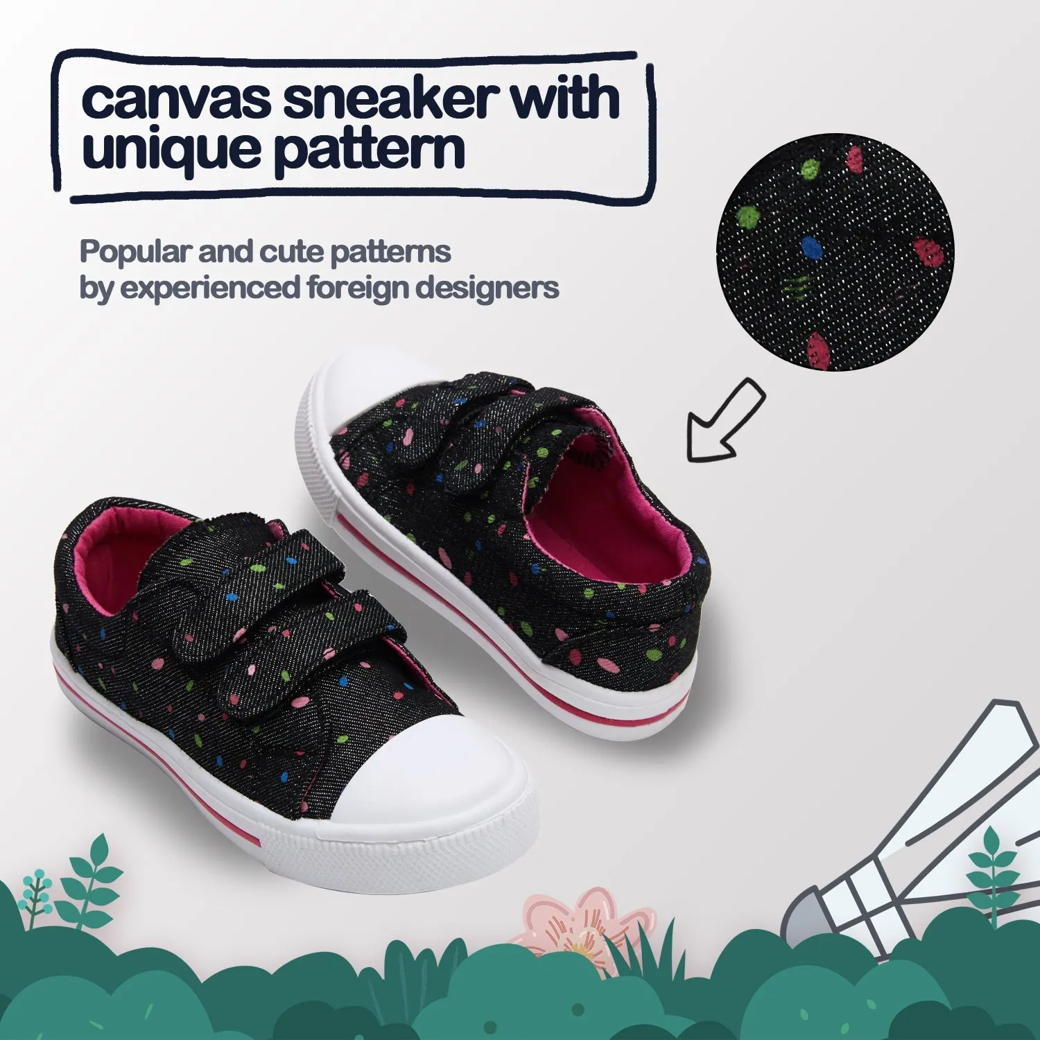 Black Double Velcro Soft Walking Shoes