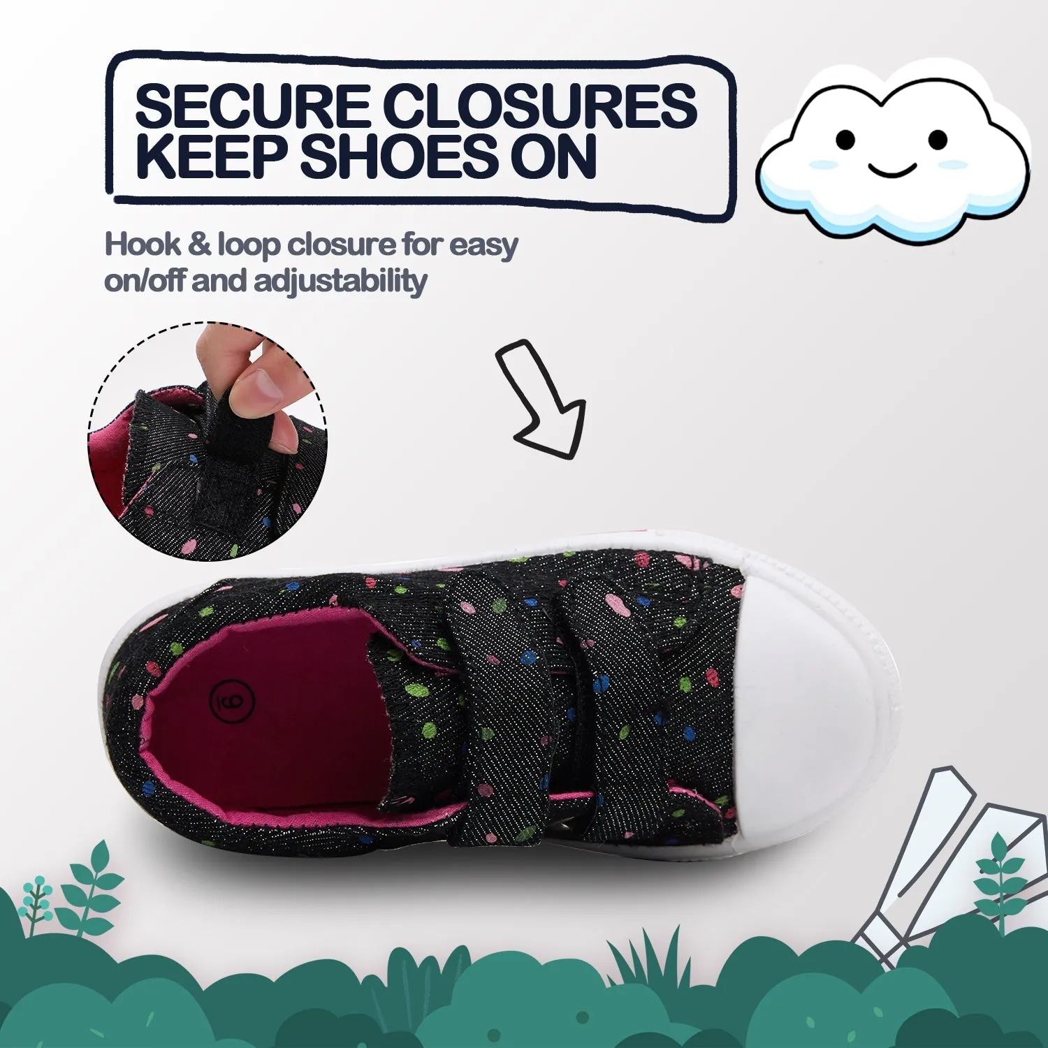 Black Double Velcro Soft Walking Shoes