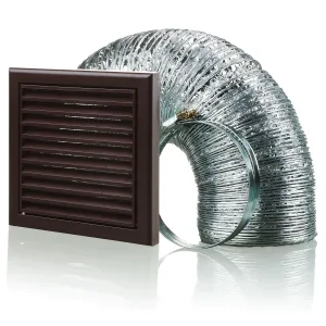 Blauberg BB-CHK-125-3-VSBR Cooker Hood Fixed Blade Grille Wall Vent Duct Kit Fan Extractor 5" 125mm Brown