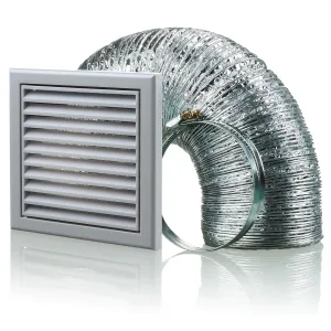 Blauberg BB-CHK-125-3-VSGR Cooker Hood Fixed Blade Grille Wall Vent Duct Kit Fan Extractor 5" 125mm Grey