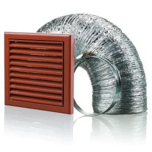 Blauberg BB-CHK-125-3-VSTE Cooker Hood Fixed Blade Grille Wall Vent Duct Kit Fan Extractor 5" 125mm Terracotta