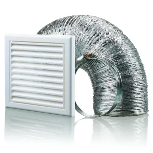 Blauberg BB-CHK-125-3-VSWH Cooker Hood Fixed Blade Grille Wall Vent Duct Kit Fan Extractor 5" 125mm White