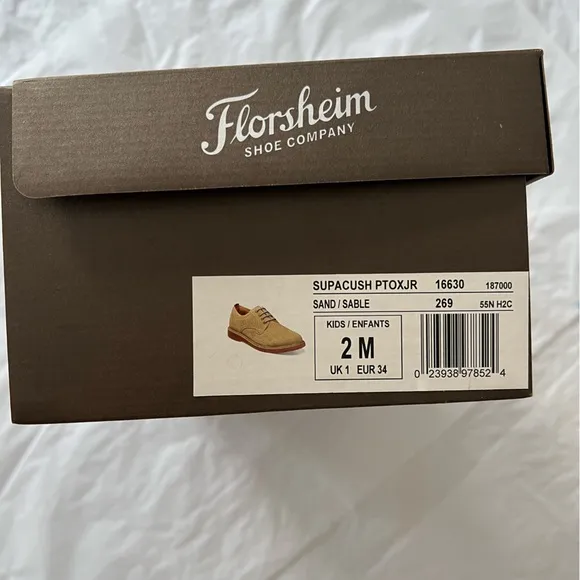 BNWT Florsheim Boys Tan Suede Dress Shoes sz 2Y with box Supacush