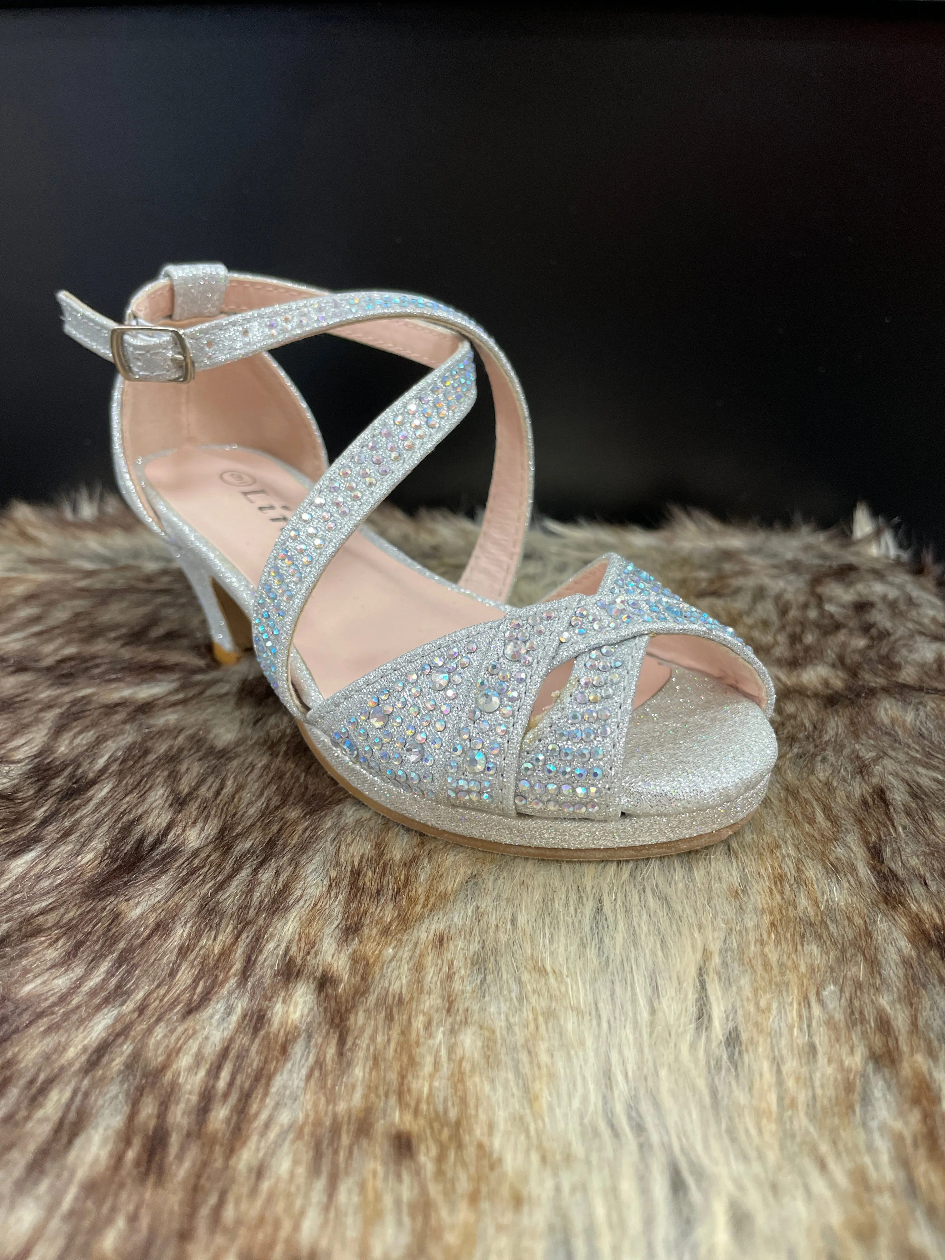 Brisa Silver Rhinestone Girls Shoes