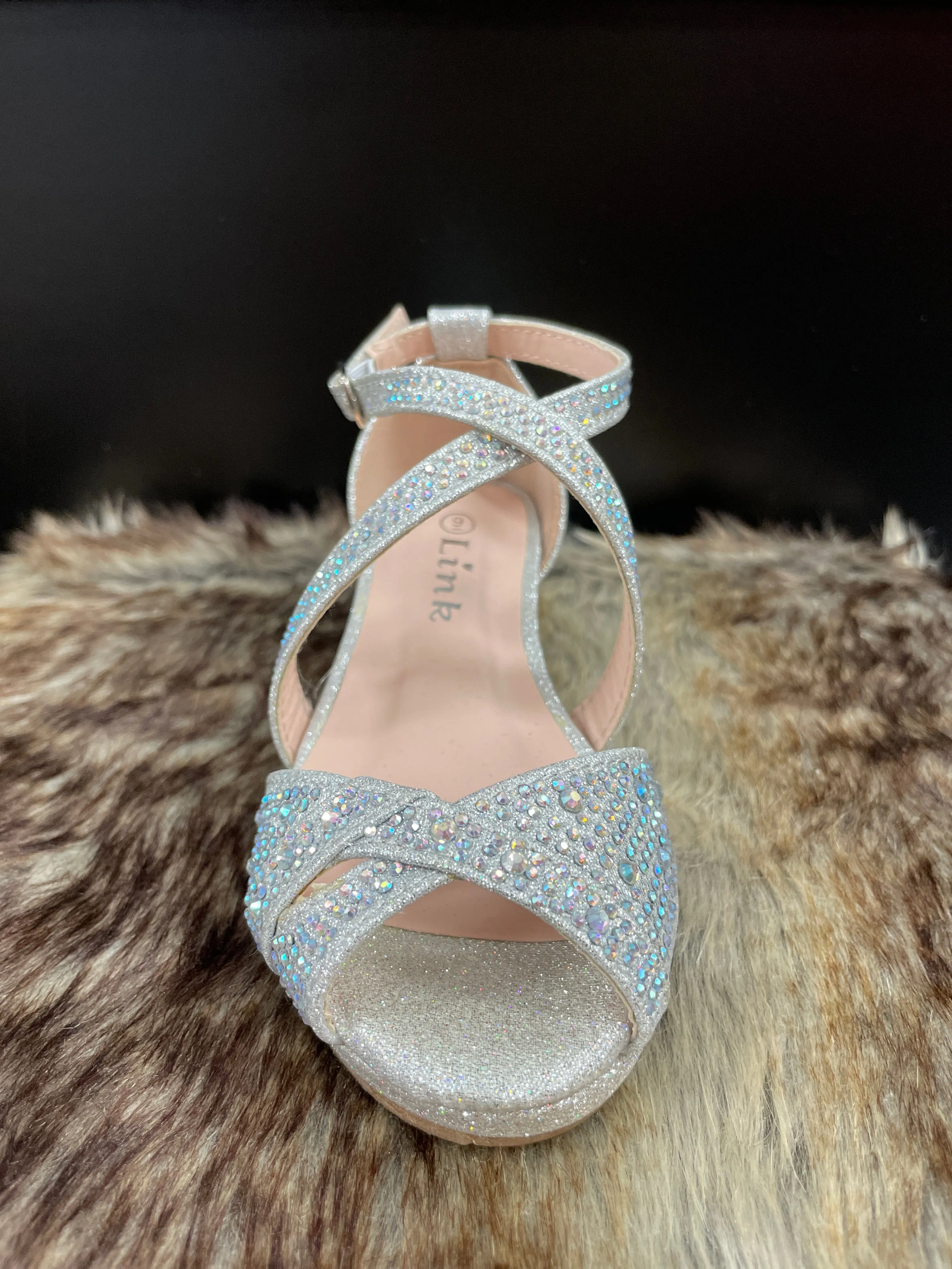 Brisa Silver Rhinestone Girls Shoes