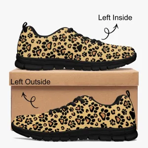 Brown Leopard Paw Print Sneakers for Men Women, Running Shoes For Dog Lovers