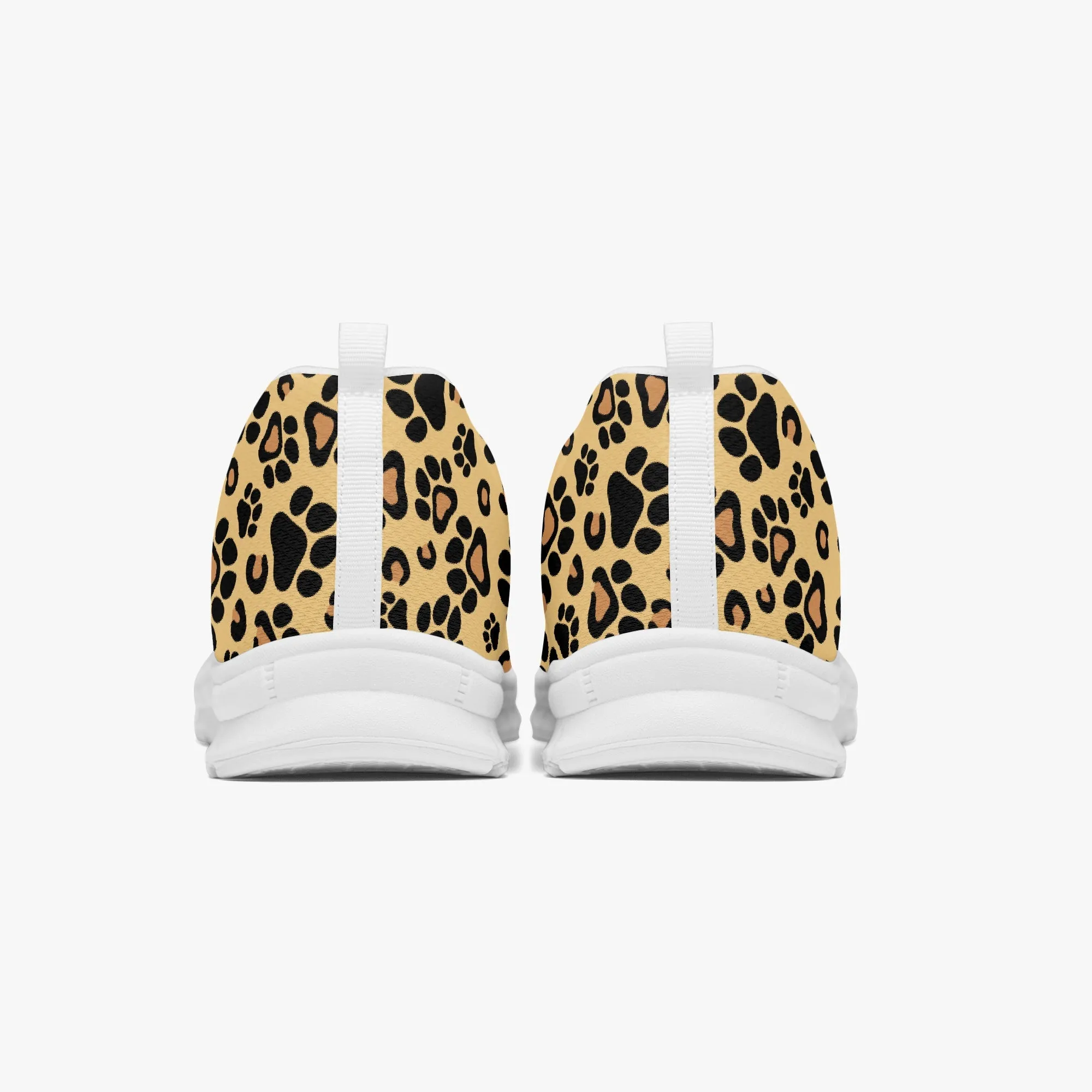 Brown Leopard Paw Print Sneakers for Men Women, Running Shoes For Dog Lovers
