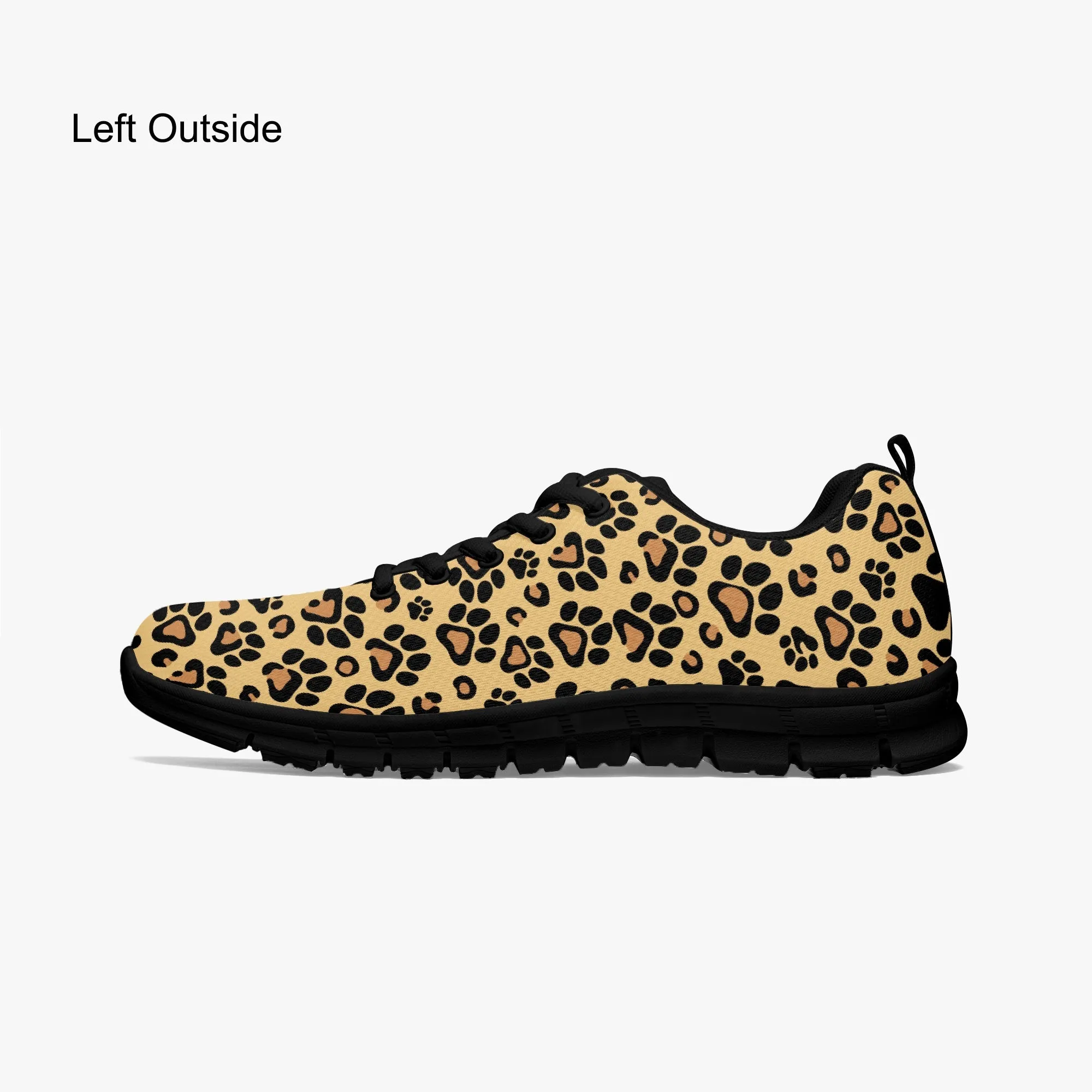 Brown Leopard Paw Print Sneakers for Men Women, Running Shoes For Dog Lovers