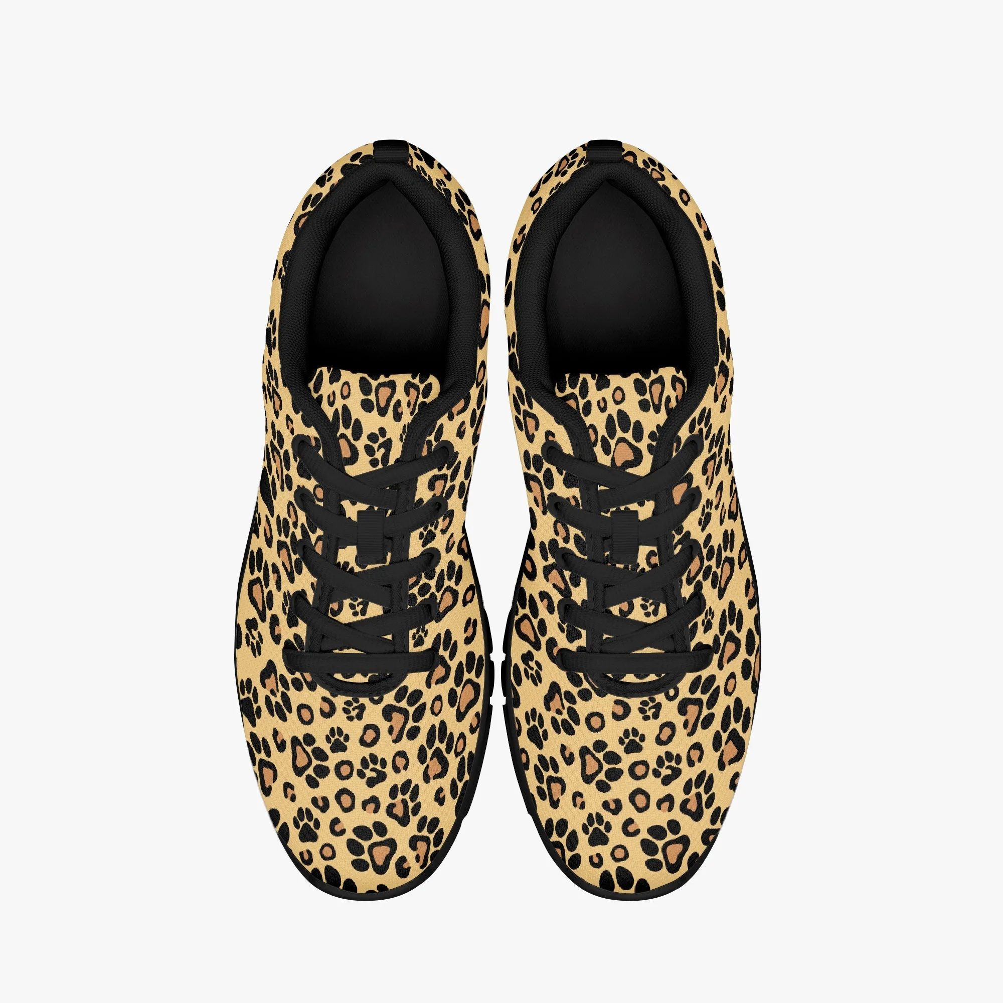 Brown Leopard Paw Print Sneakers for Men Women, Running Shoes For Dog Lovers